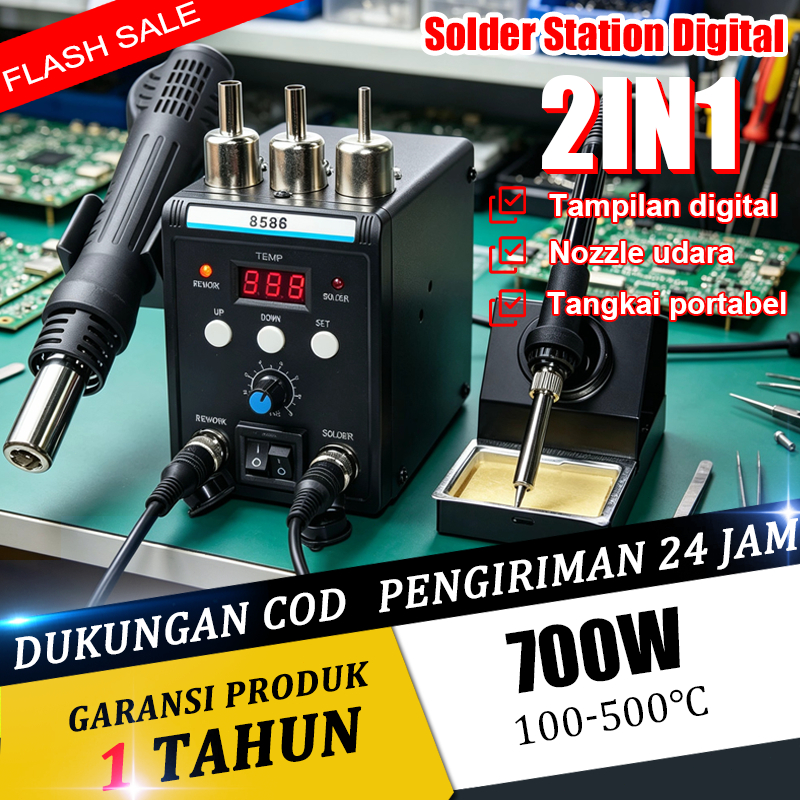 DEWIN Solder Station Digital 8586 2IN1 Digital Display Soldering Station Solder Uap Blower