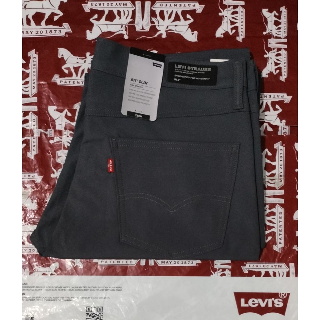 Celana Chinos 511 Original Size 36 Slim Tech High Stretch Chinos Grey / Celana Formal NGARET Abu Abu