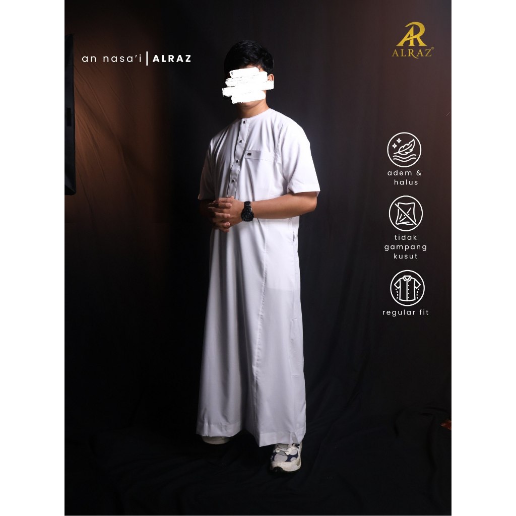 Gamis Al Raz Model Nasai – Lengan Pendek Kerah Oblong – Katun Premium
