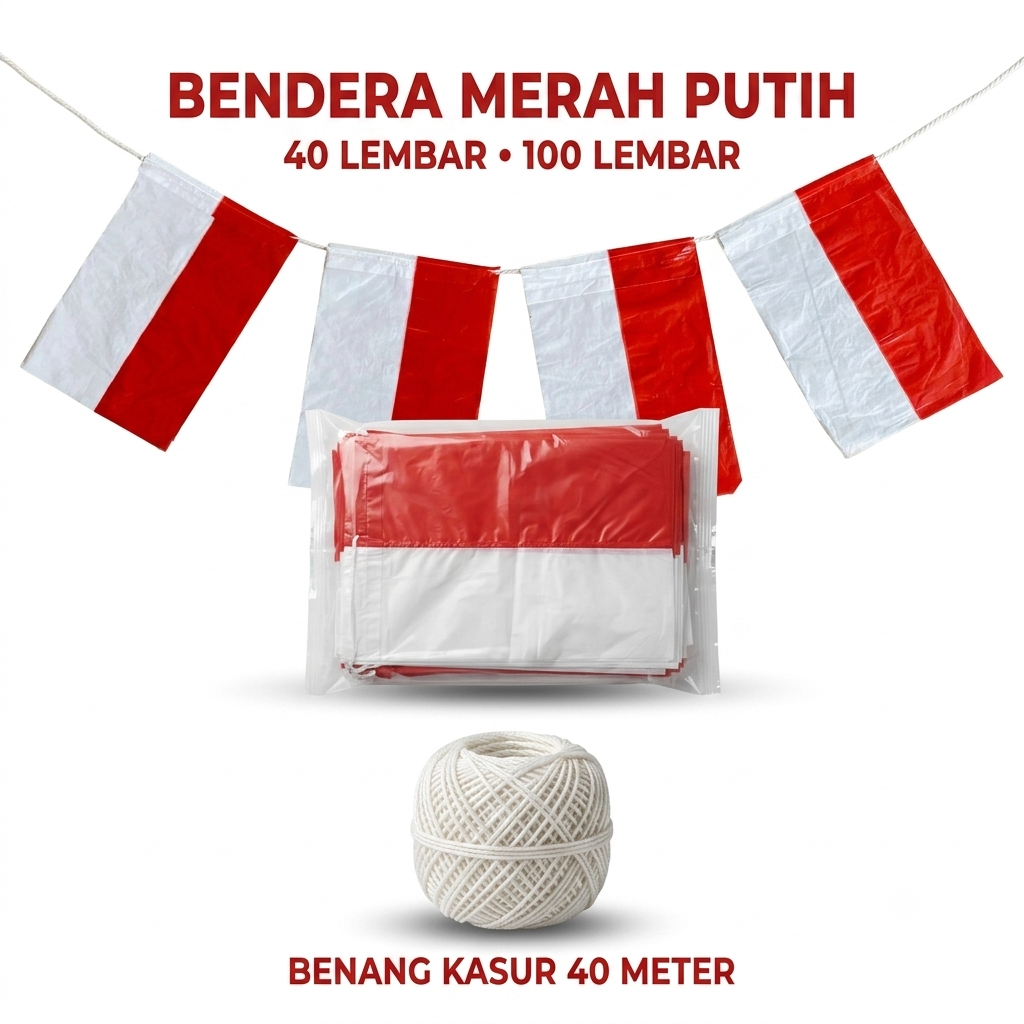 bendera tali/bendera tali plastik/bendera instan/bendera plastik kemerdekaan/bendera tali plastik in