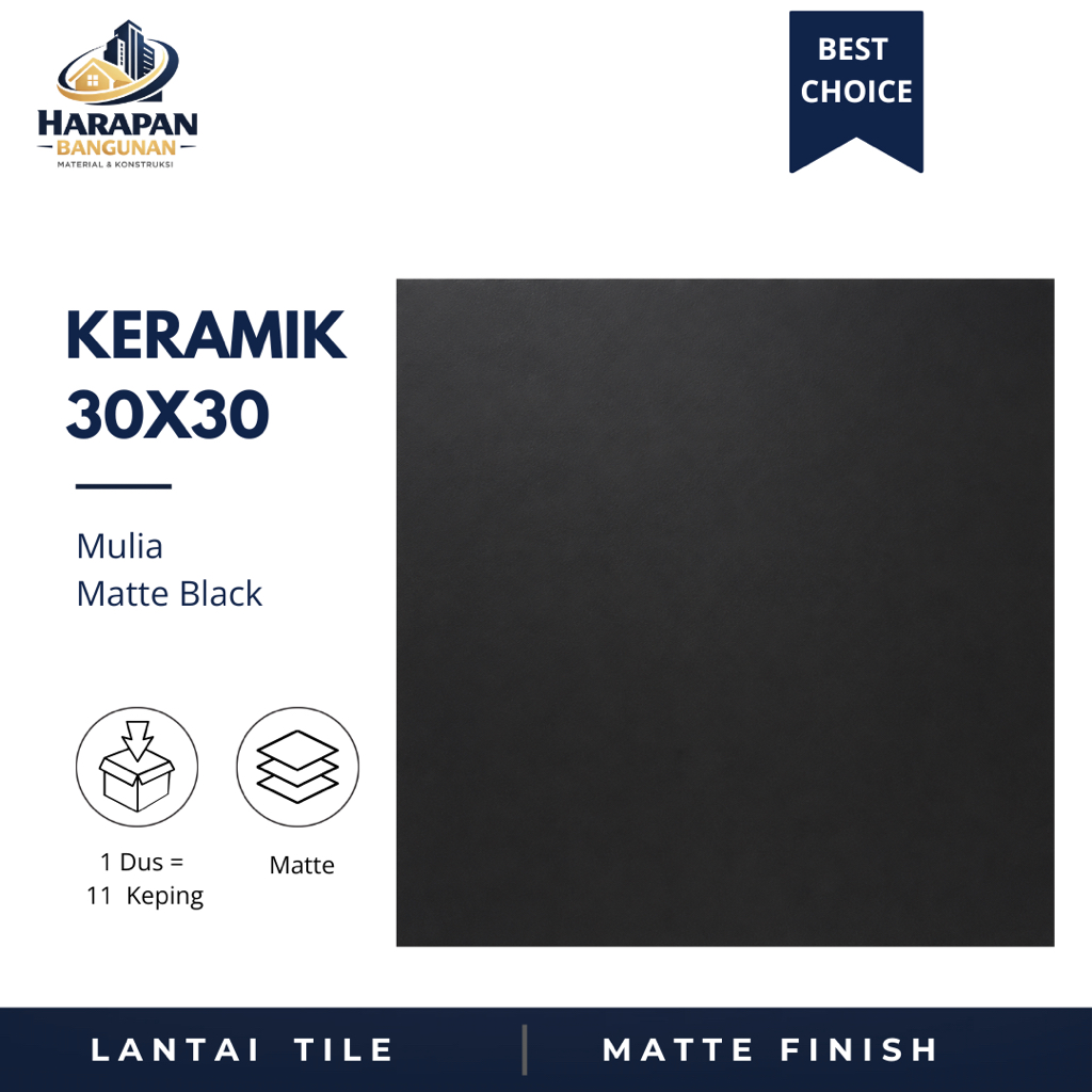 Keramik Lantai Dinding 30x30 Mulia Matte Black Keramik Hitam 30 x 30
