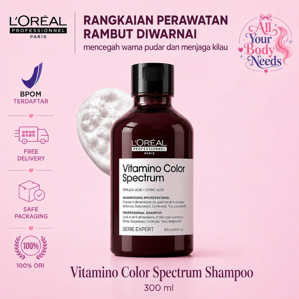 Loreal Professionnel Vitamino Color Spectrum Shampoo Hair Mask Glass Shine Hair Serum | Perawatan Rambut Diwarnai | Shampoo Warna Anti Pudar