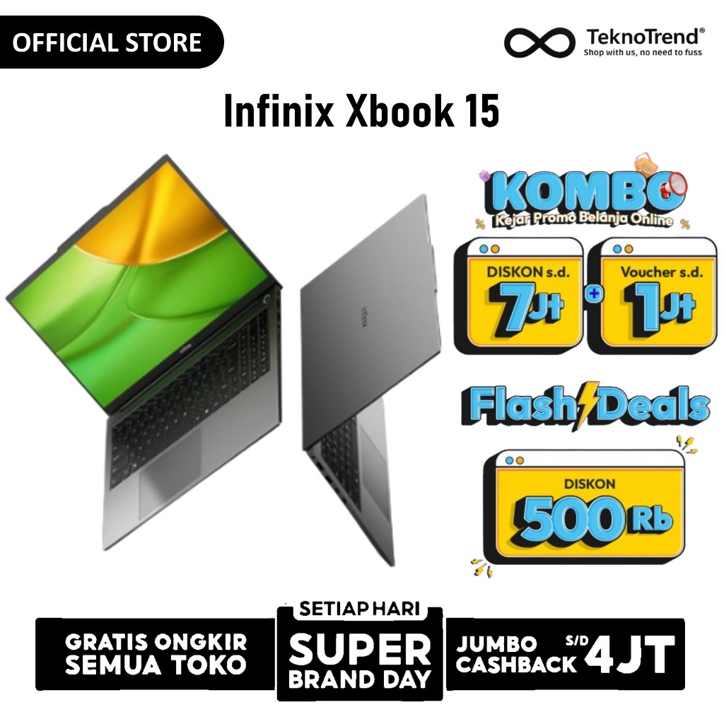 Laptop Infinix Xbook B15 AMD Ryzen 7 5825U Ryzen 5 5500U 8GB 512GB Windows 11 15.6" FHD
