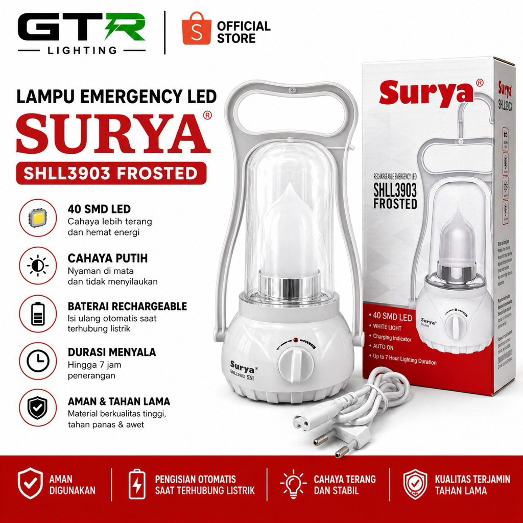 LAMPU EMERGENCY SURYA / SHL L3903 / LAMPU EMERGENCY LED / EMERGENCY LAMP / SURYA / SHL L3903 / RECHA