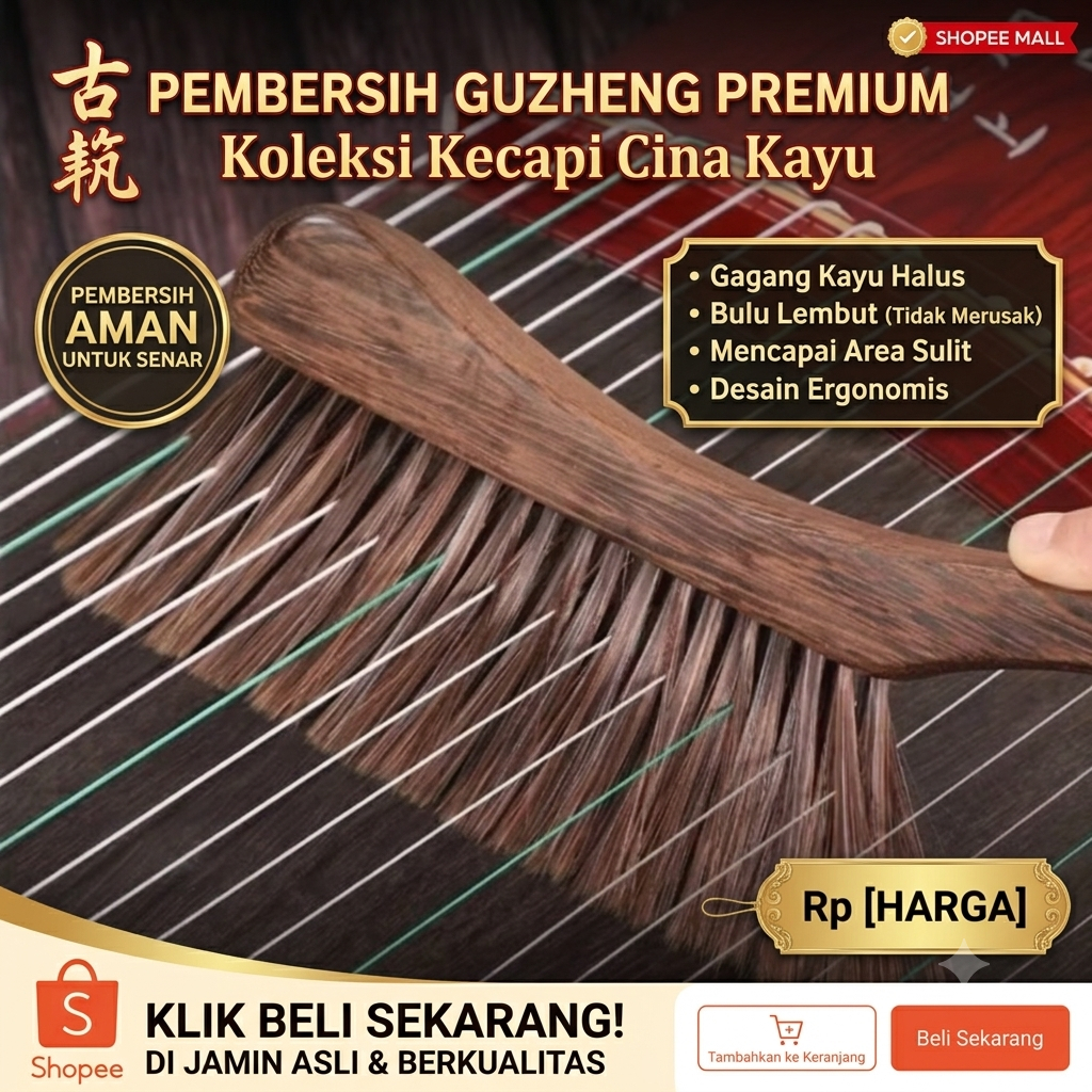 Pembersih Guzheng Kecapi China Kayu