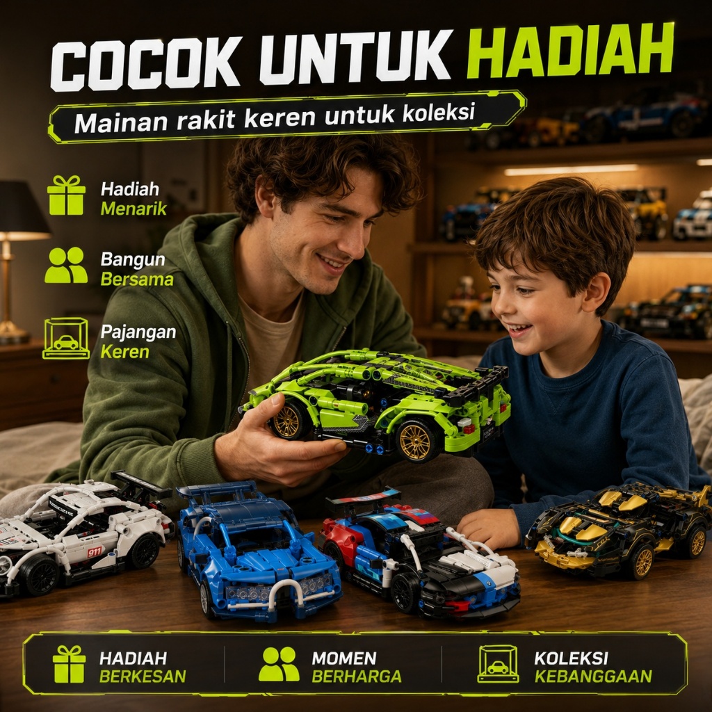 Mr.Toys Racing Car Building Block 1:20 Mainan Mobil Balap DIY 300+Pcs Edukatif Anak Cowok