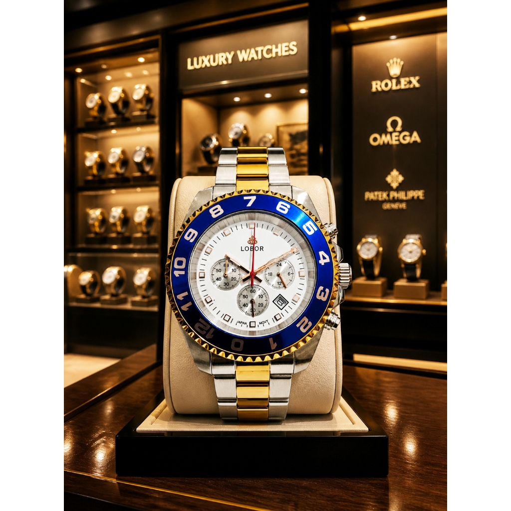 Lobor - Jam Tangan Chronograph Pria - Dual Tone Stainless Steel - 2211-IM