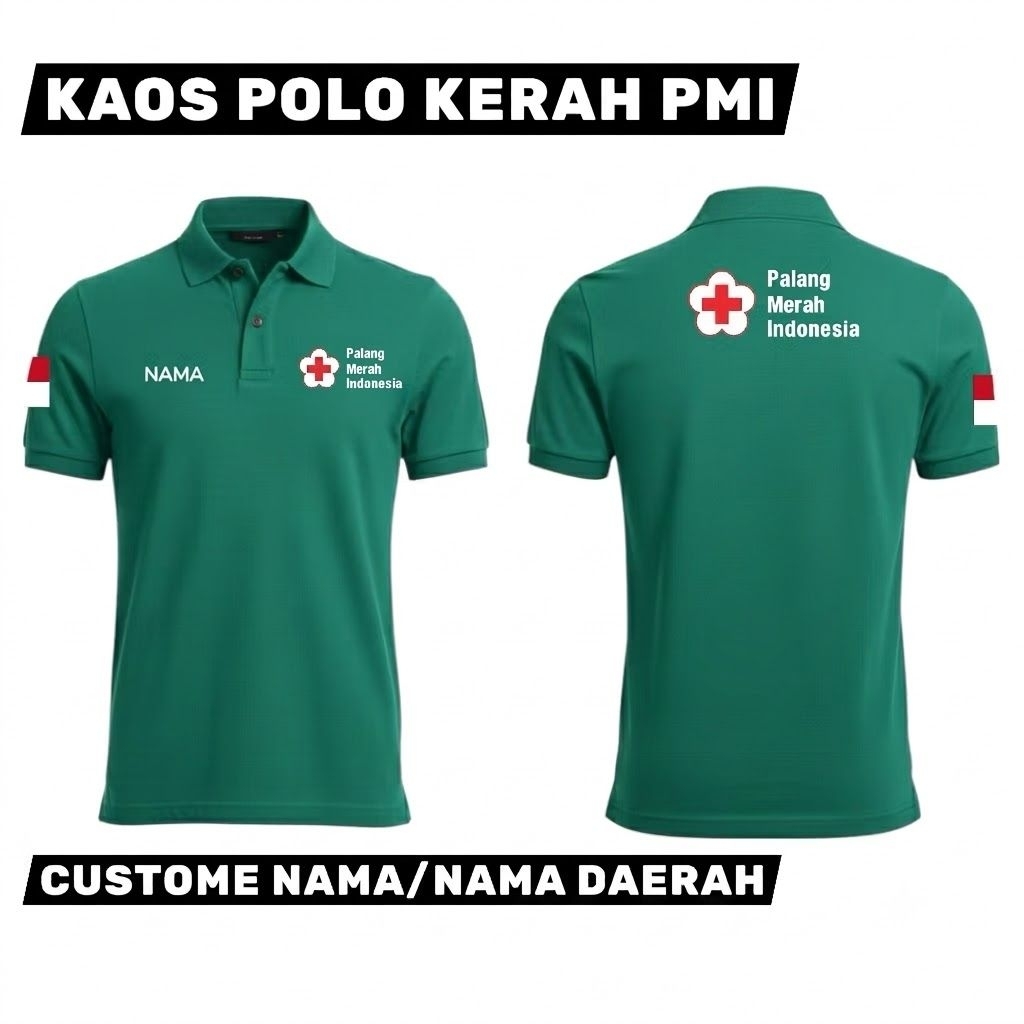 Kaos Polo Kera PMI Palang Merah Indonesia