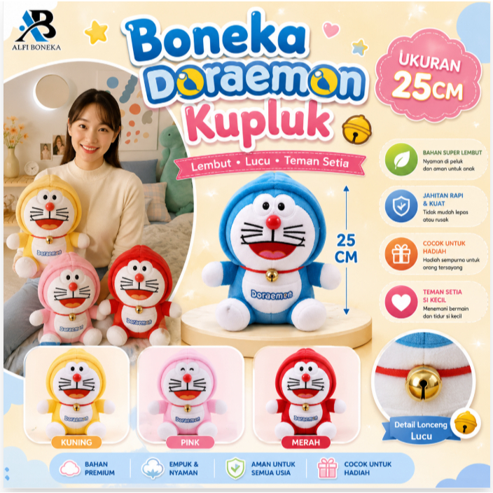 Boneka Doraemon Warna Warni 20cm Boneka Lucu Murah