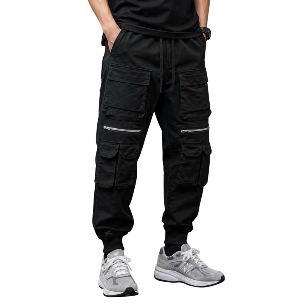 Multi Pocket Cargo Jogger Pants Black