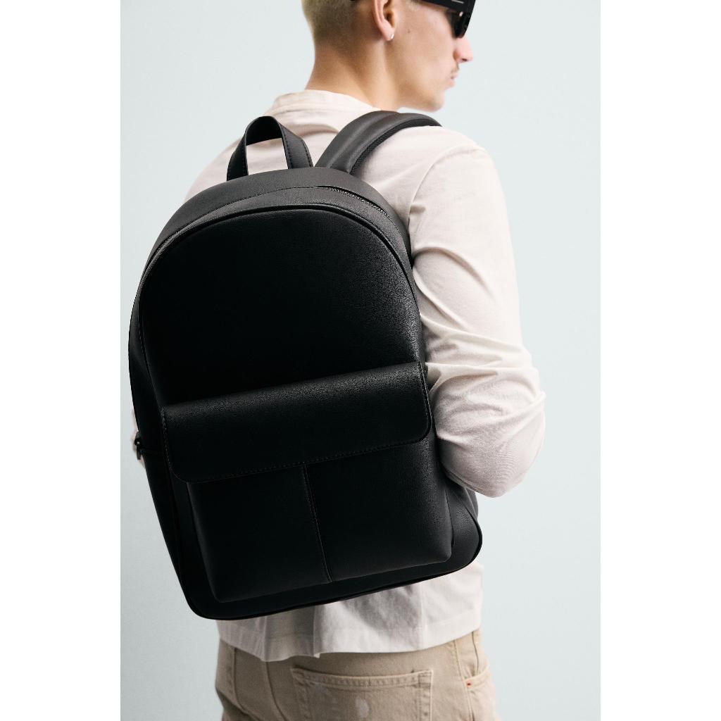 Tas Zara Black Brown Monochrome Backpack Man Bag Ransel Hitam Pria Cowok Besar