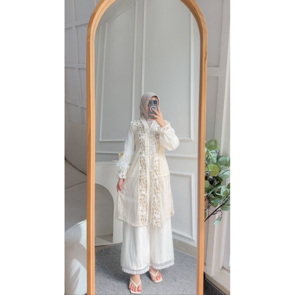 ALMIRA SET CELANA (Tunik dan Celana) ONE SET TUNIK BAJU KONDANGAN FULL BORDIR BISA COD BAYAR DITEMPA