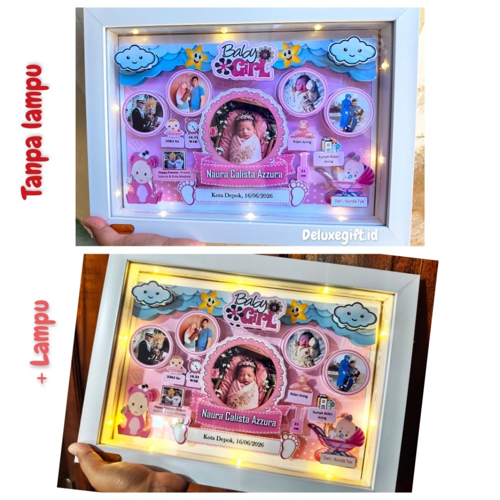 BIODATA BAYI & ANAK 3D atau 2D UKURAN 35 x 25 Cm [Desain PART 4] / biodata kelahiran bayi cetak bing