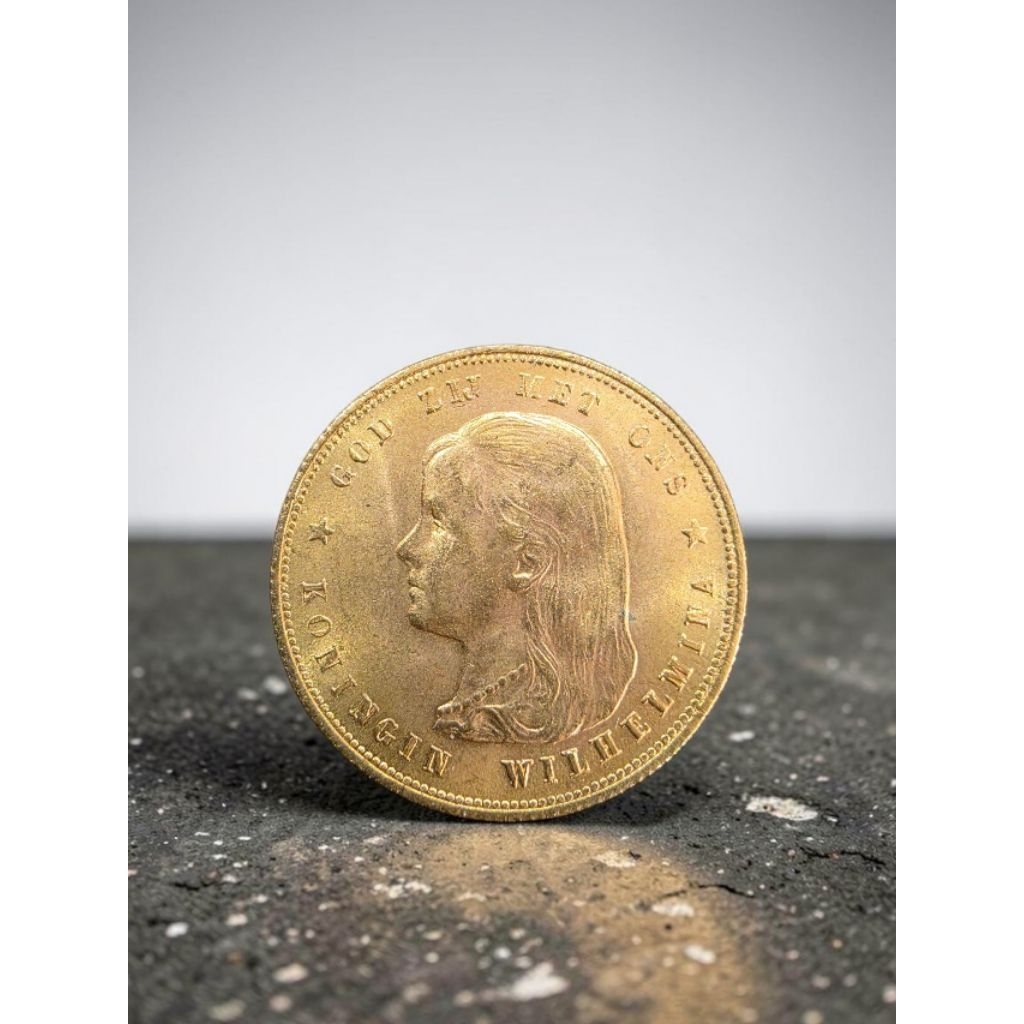 Koin Emas Solid 10 Gulden Wilhelmina 1897