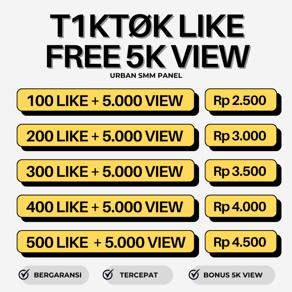 Paket TikTok Like Free 5.000 Views | Beli Likes Bonus View | Harga Murah | Proses Cepat | Bergaransi