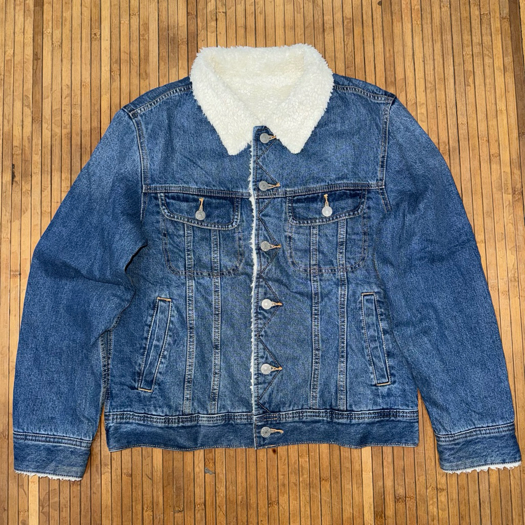 GU by UNIQLO SHERPA DENIM JEANS TRUCKER JACKET