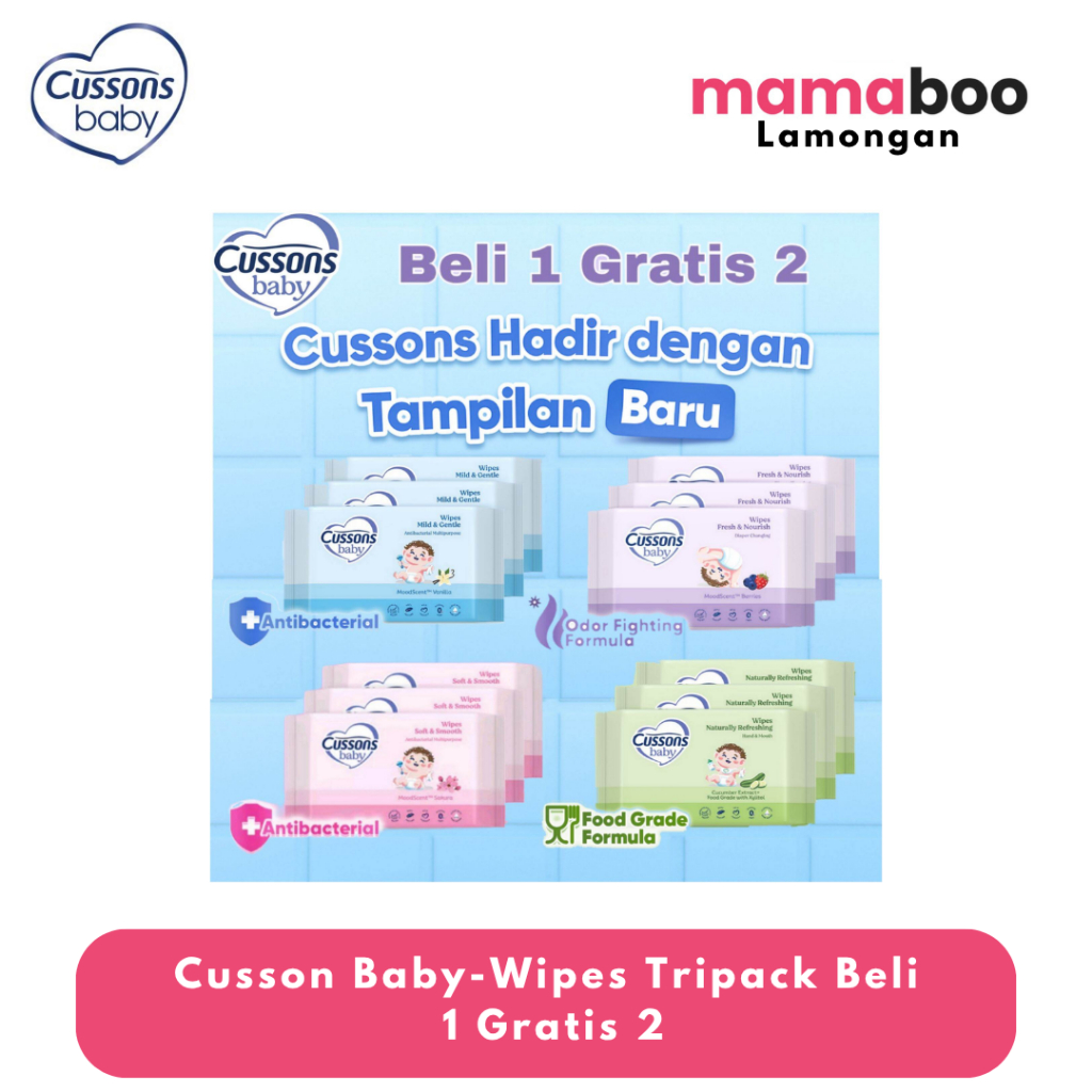 Cusson Baby-Wipes Tripack Beli  1 Gratis 2 Tissue Basah Bayi