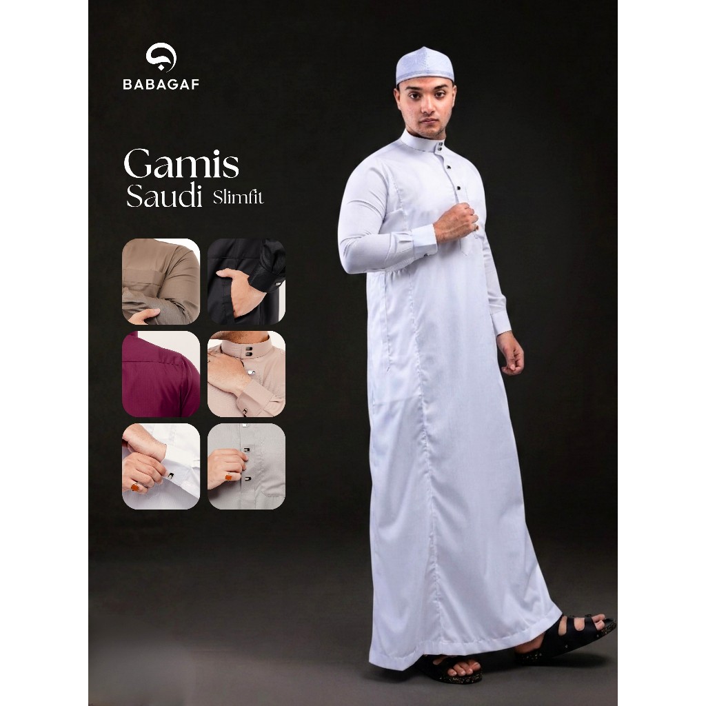 Babagaf Gamis Saudi Slimfit Lengan Manset
