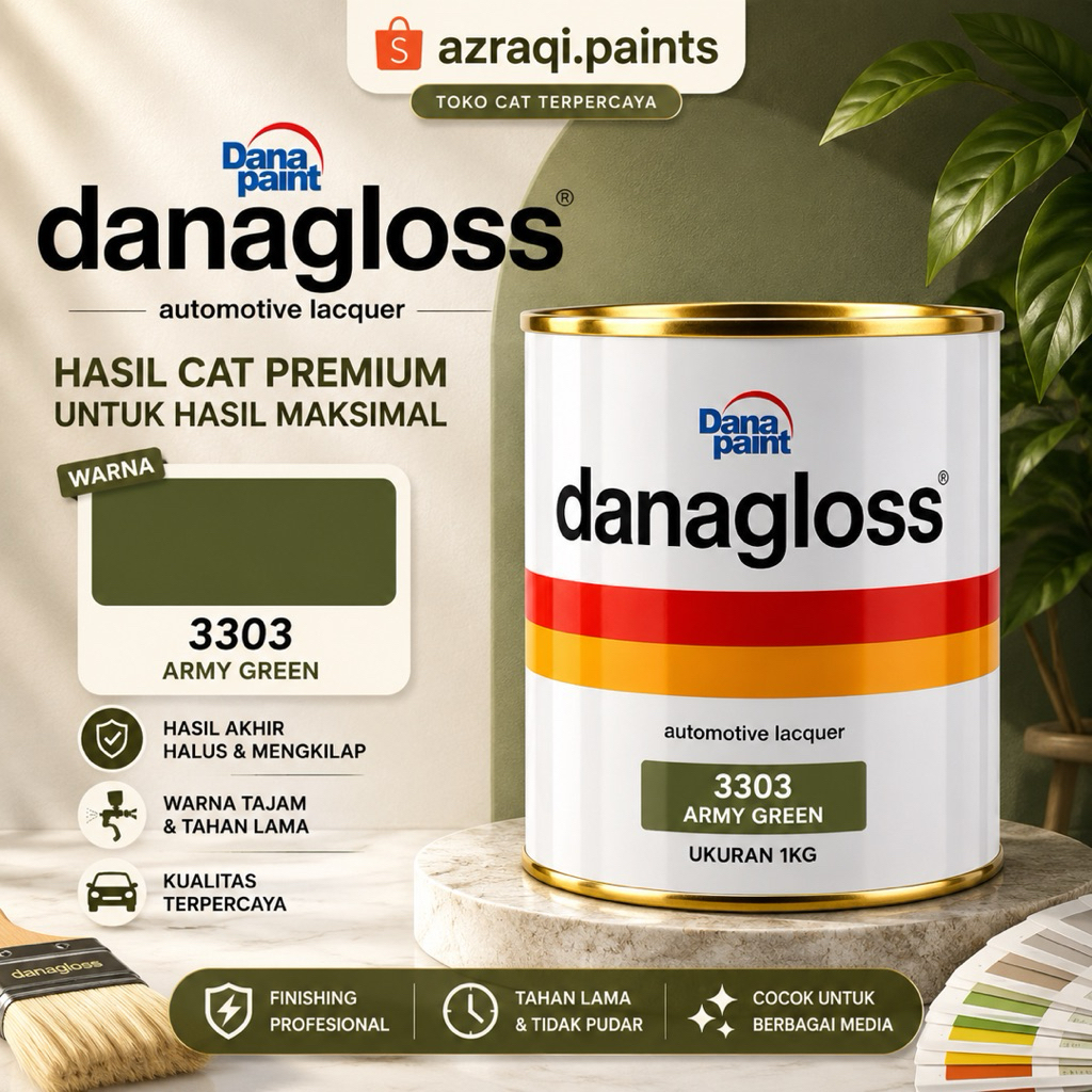 DANAGLOSS NC SOLID ARMY GREEN 3303 ( 1 KG ) CAT BERKWALITAS 100 % ORIGINALl