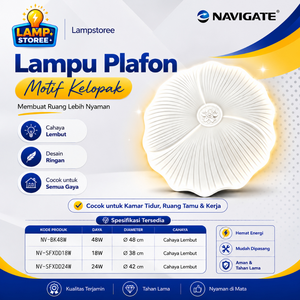 Lampu Plafon Motif Kelopak NAVIGATE