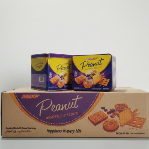 Biskitop Peanut Assorted Biscuits 400gr / Biskitop Biskuit Kacang Kemasan Kaleng 400gr