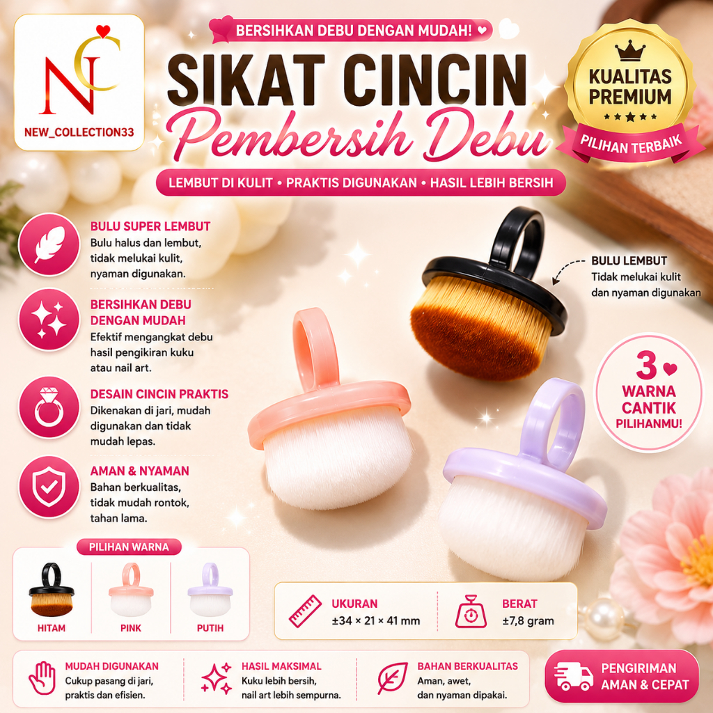 Kuas Cincin Nail Art - Sikat Nail Art - Sikat Debu Nail Art  - Ring Brush Nail Art - Brush Nail Art 
