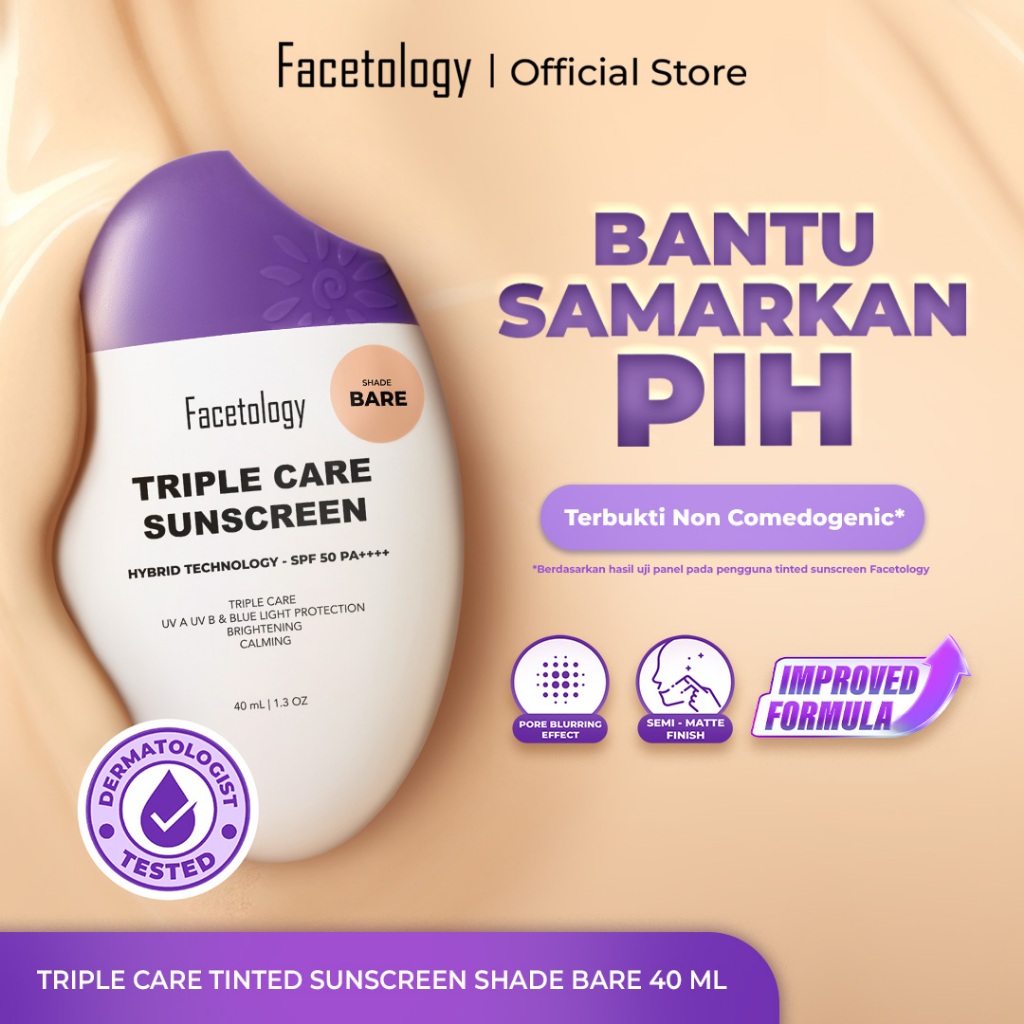 Facetology Triple Care Sunscreen Tinted SPF 50 PA++++ 40ML