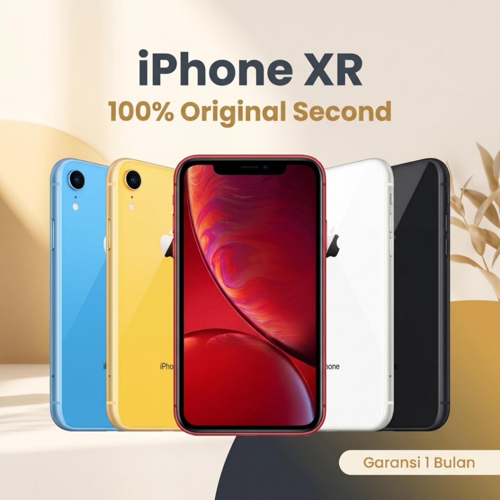 iPhone XR 100% 64GB 128GB Original Second, Garansi 1 Bulan, Pilihan Warna Biru Kuning Putih Hitam