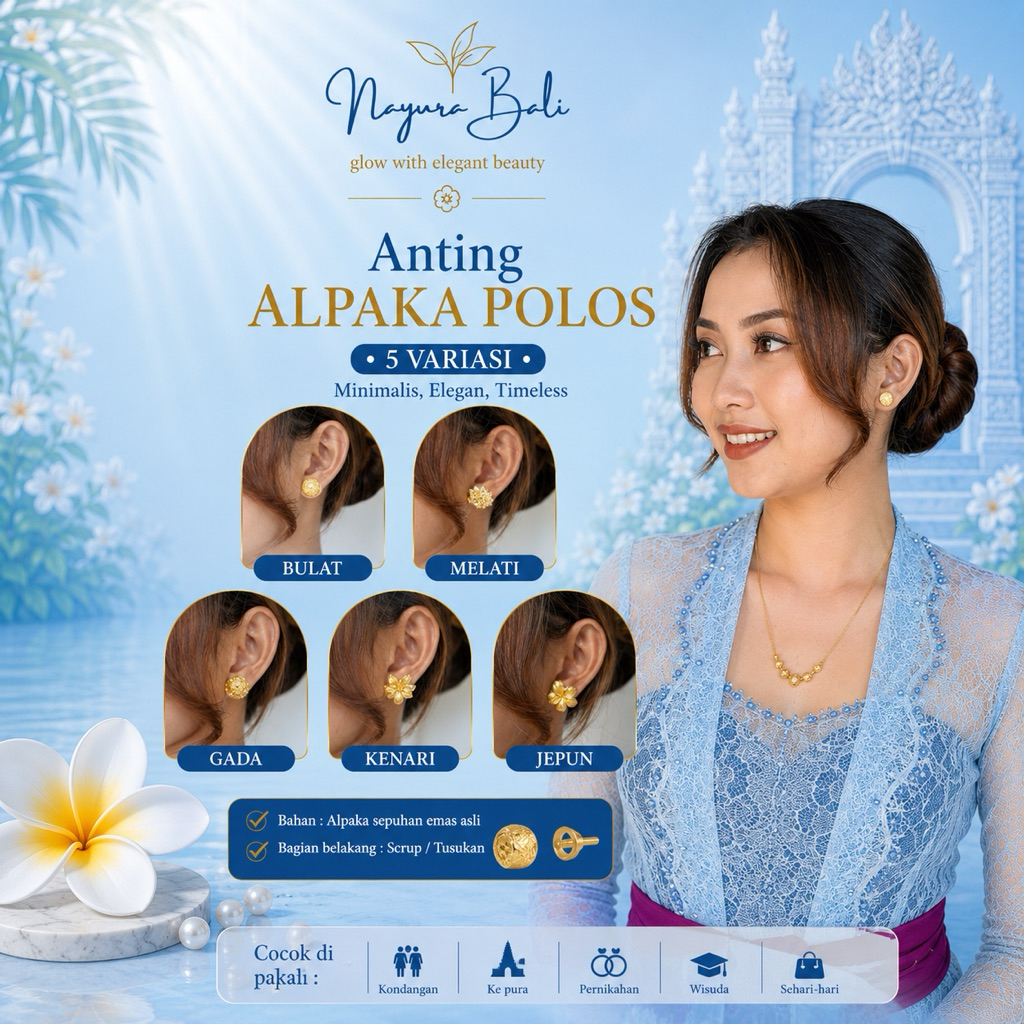 NAYURA BALI / Anting Alpaka Polos / Subeng Alpaka / Anting Alpaka / Anting Bali / Anting Wanita