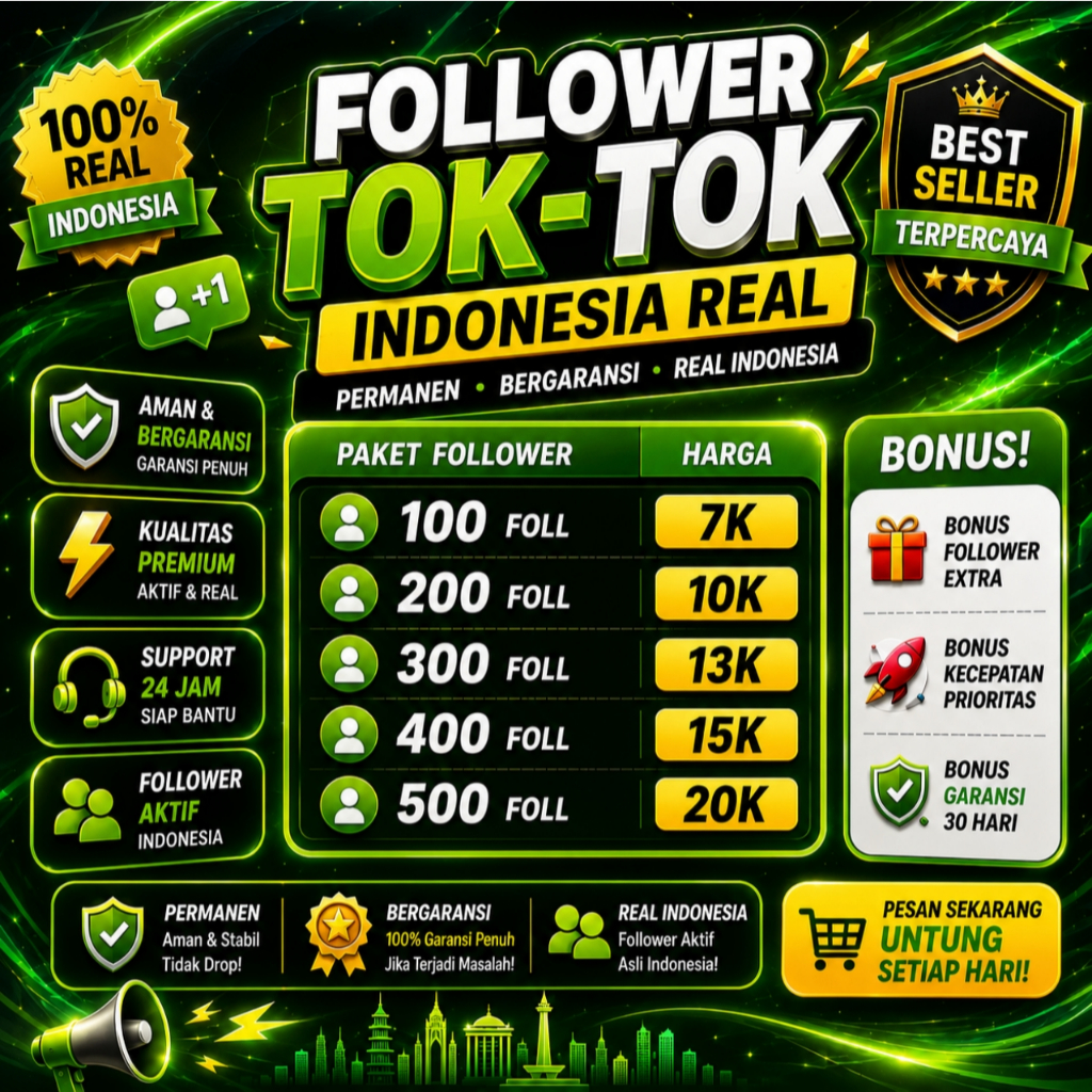 Followers Tiktok Indonesia Aktif Permanen Proses Cepat