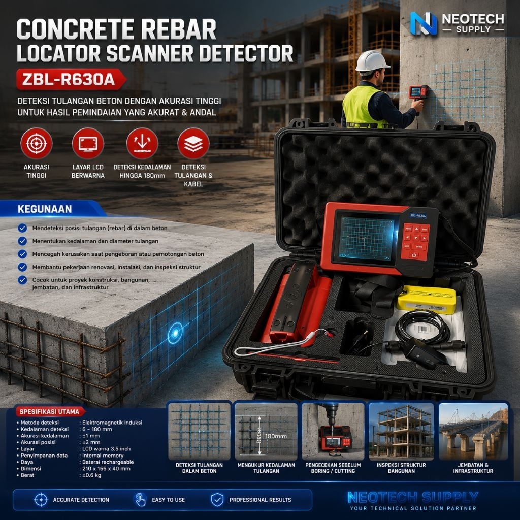 ZBl R630A Concrete Rebar Locator Scanner Detector ZBL
