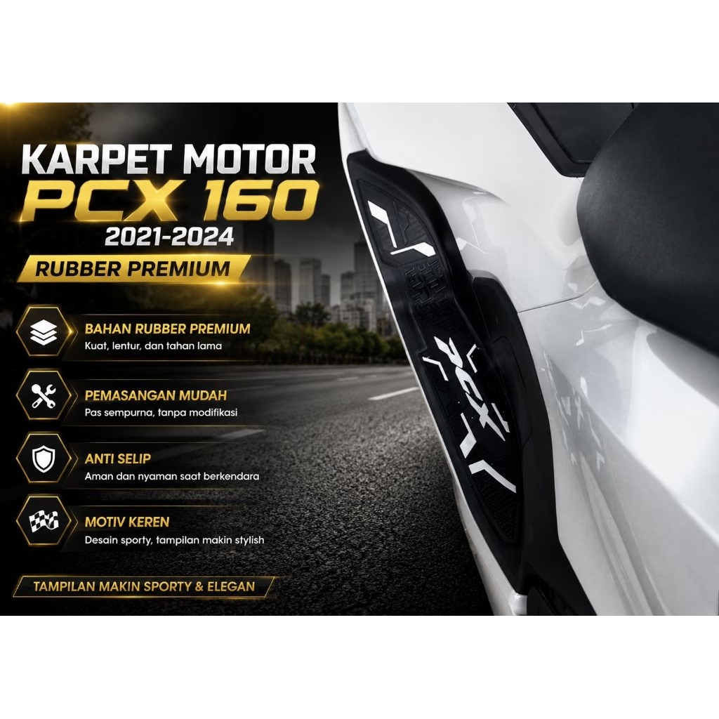 Karpet Motor Pcx 160 2021-2023 Bordes pijakan kaki Pcx 160 2021-2023 Alas kaki Pcx 160