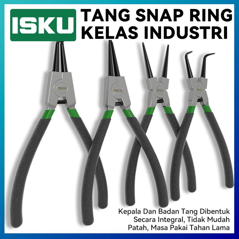 ISKU Tang Spi 7 Inch Snap Ring Pliers Buka Tutup Lurus Bengkok Baja Karbon Alat Bengkel Motor CVT Ma