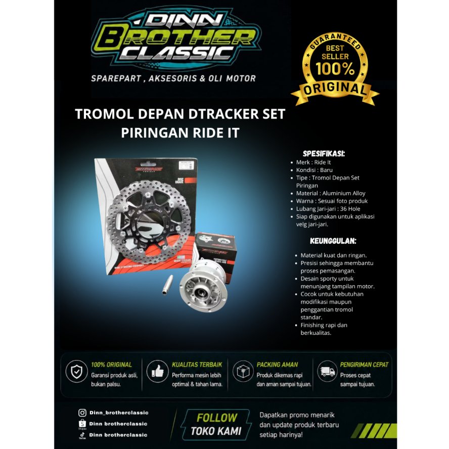 TROMOL DEPAN DTRACKER SET PIRINGAN RIDE IT