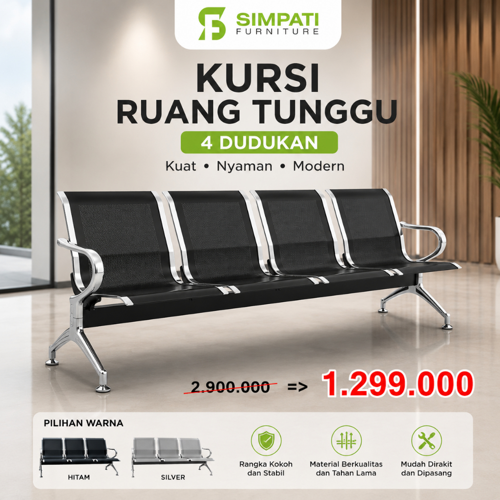 Kursi Ruang Tunggu / Kursi Bandara / Kursi Rumah Sakit Besi