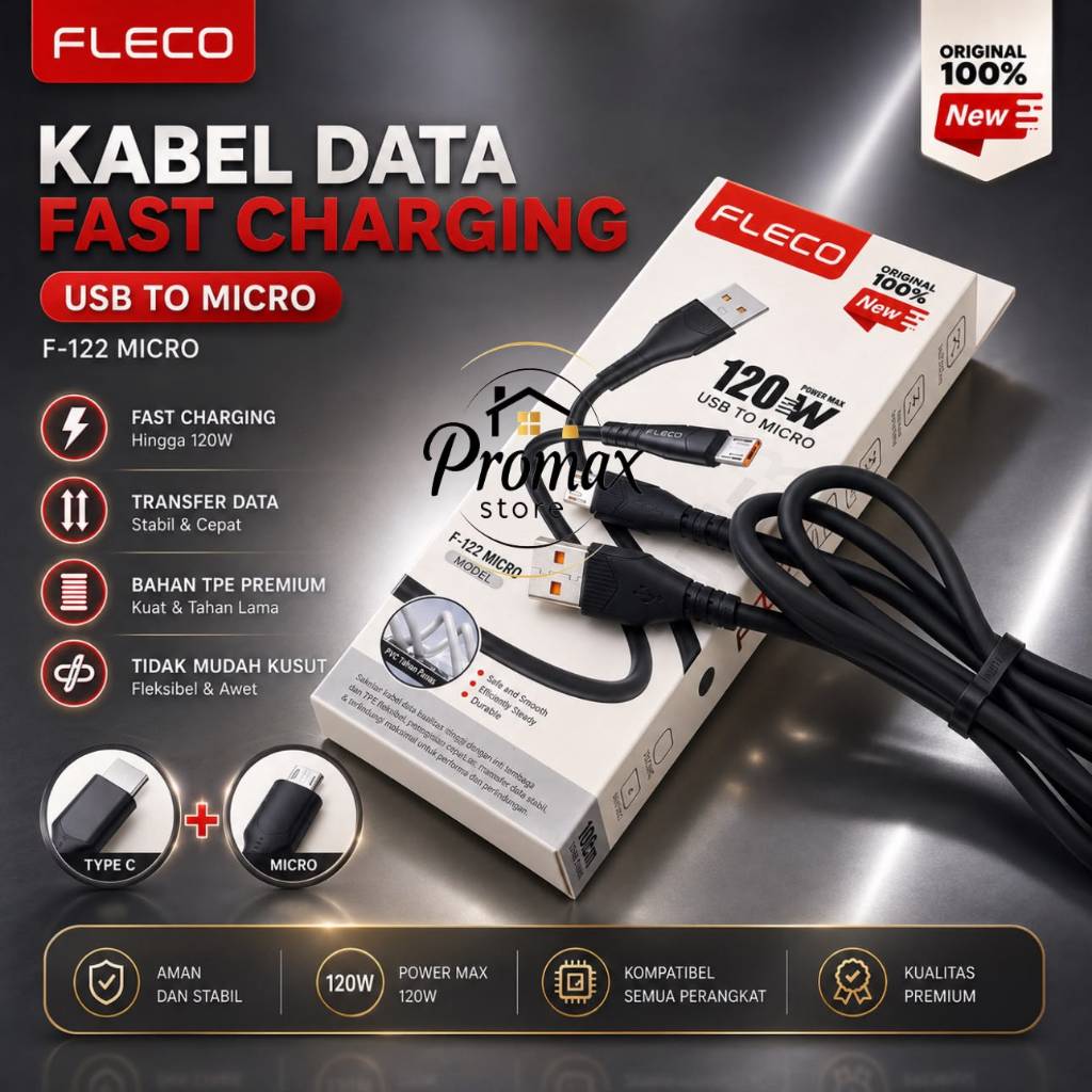 PM - FLECO F-122 Kabel Data Micro / Type C Fast Charging 120W