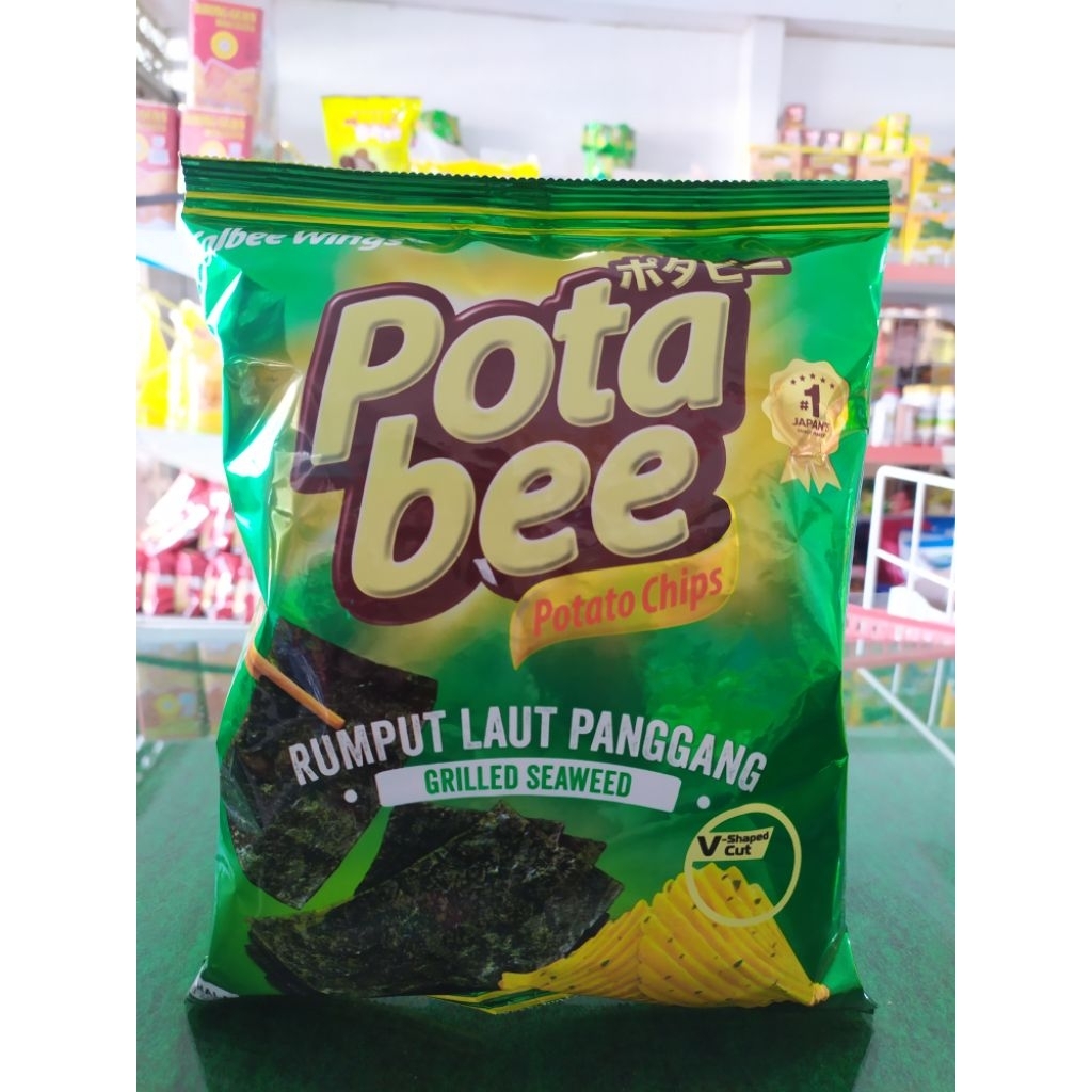 Potabee snack potato chips rasa sapi panggang bbq I rumput laut panggang kemasan 65gr