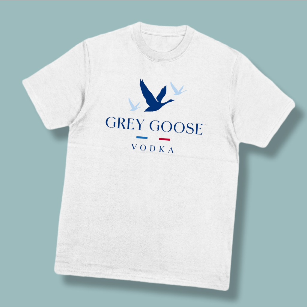 Kaos Grey Goose Logo Putih - T-Shirt Distro Minuman Premium Cotton Combed 24s Unisex