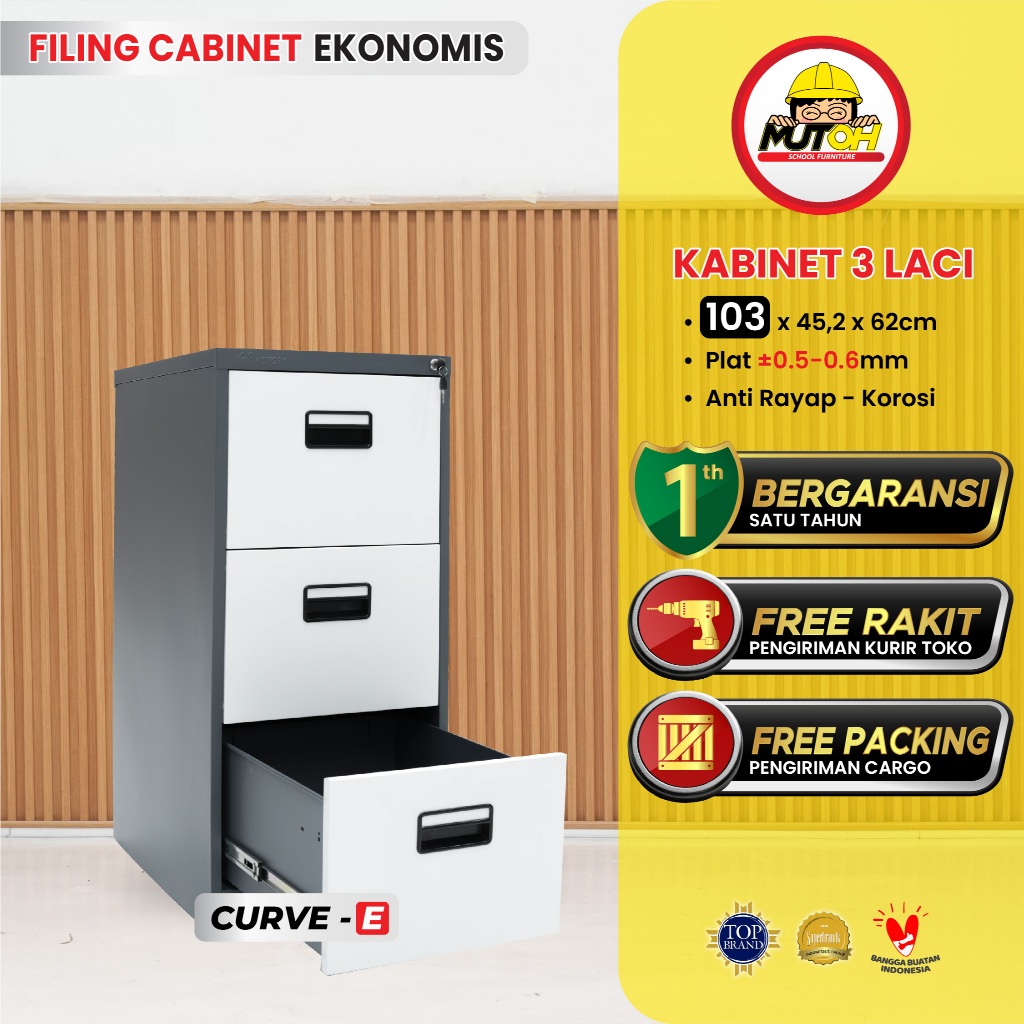 Filling Cabinet 3 Laci MUTOH Ekonomis | Lemari Arsip Kantor