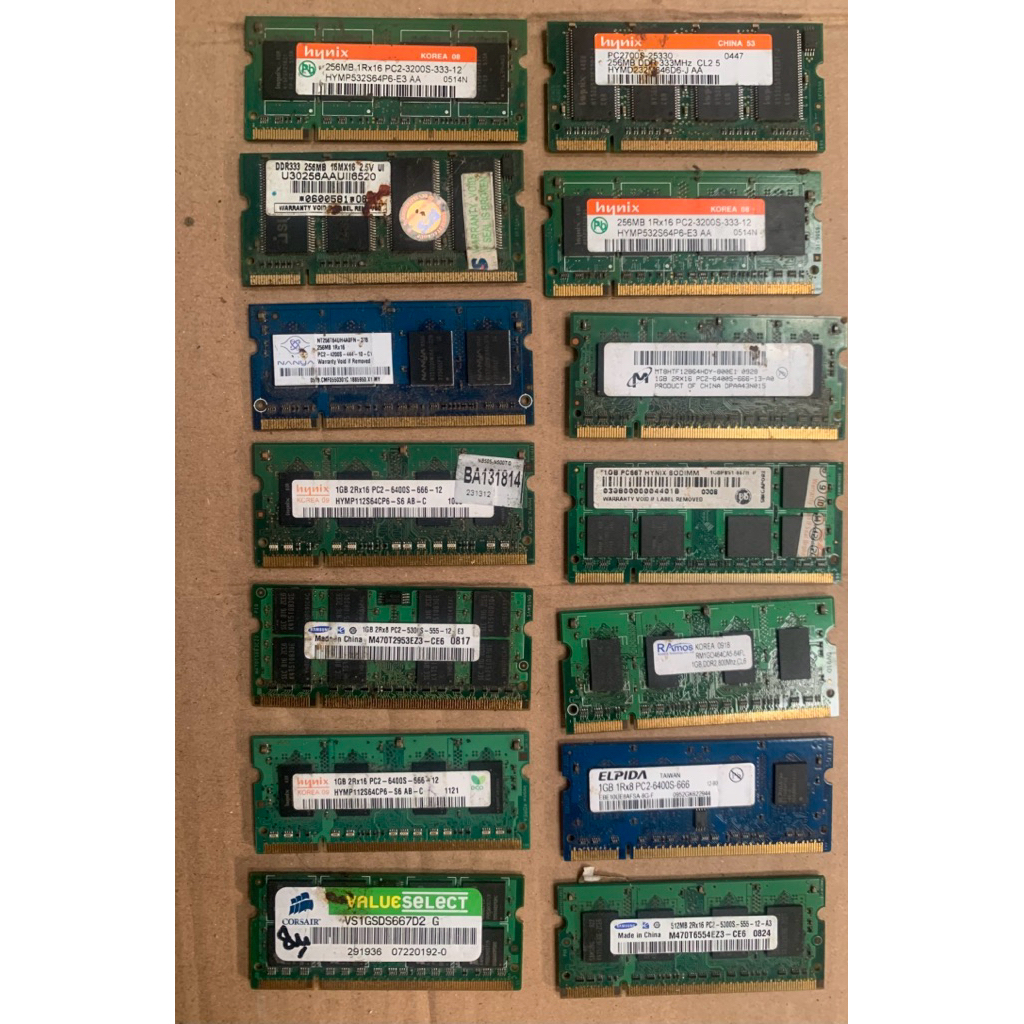 RAM Sodim laptop ddr2 Samsung Vgen CorSair Hynix 256mb 512mb 1GB