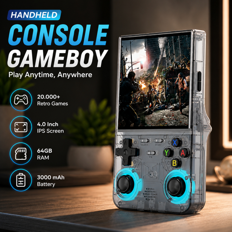 Console Game Retro Handheld Portable R36S Gameboy Linux RK3326 Layar IPS 4 Inch 64GB 20000 Game Bawa