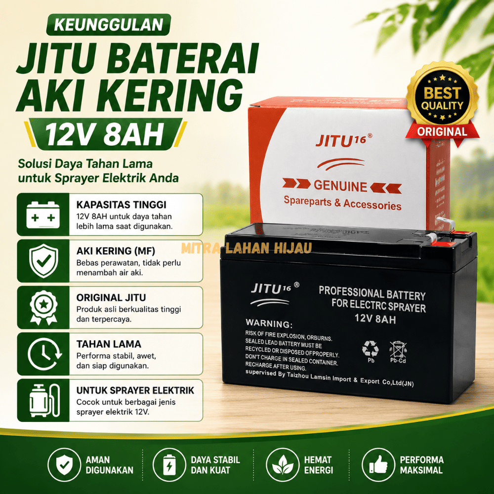 Aki Sprayer Elektrik JITU 12V 8Ah Original Baterai Kering Accu Sprayer Tangki Semprot Elektrik Unive