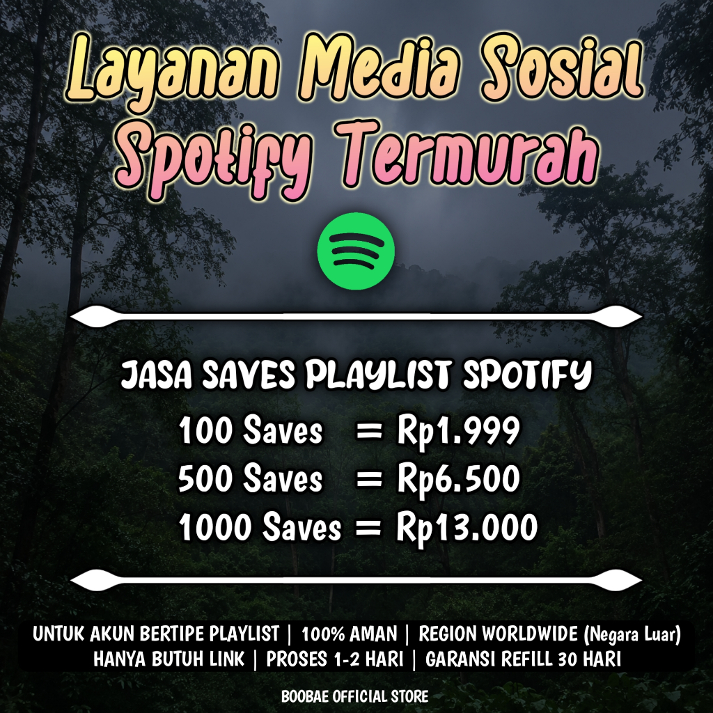 Followers/Saves Playlist Spotify Worldwide Garansi Refill Lifetime