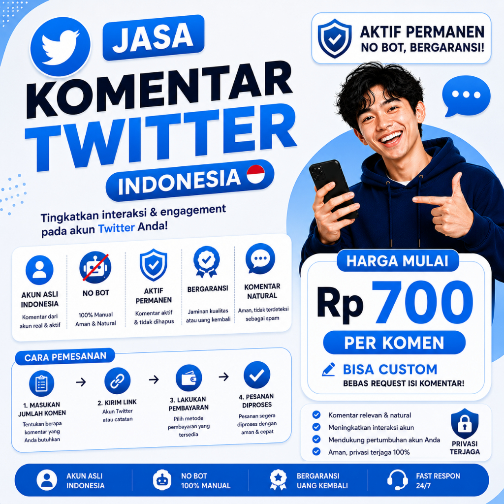 Jasa Komentar Twitter Indonesia, Akun Asli, No Bot, Aktif Permanen, Bisa Custom