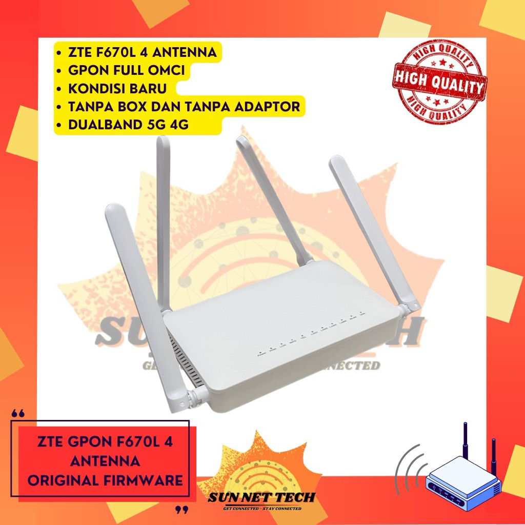 (BARU) ZTE F670L 4 ANTENA ORIGINAL FIRMWARE GPON DUAL BAND BARU OMCI (tanpa box)