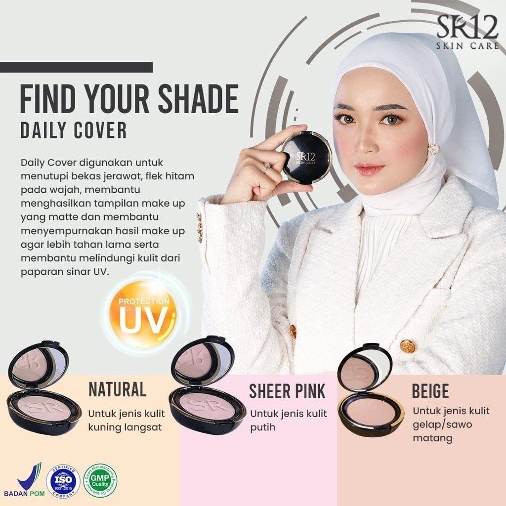 BEDAK DAILY COVER NATURAL SR12 Compact Powder matte 10 GRAM Whitening dan Glow Long lasting Menutup 