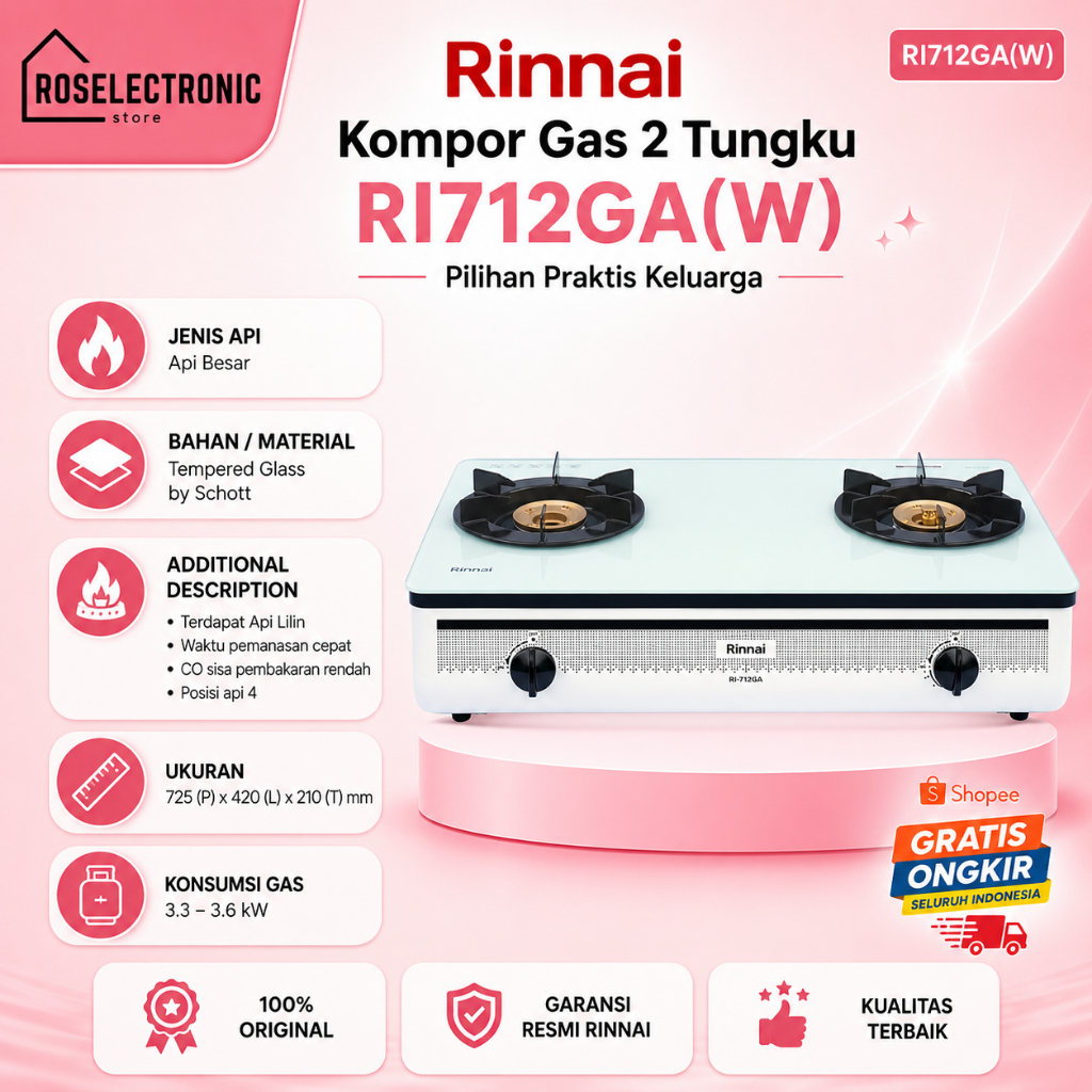 Rinnai RI-712GA(W) Kompor Gas Portable