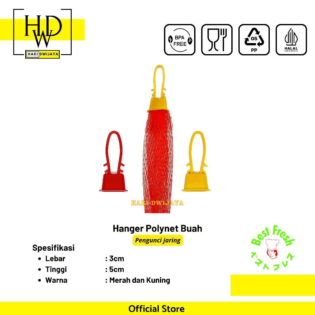 Best Fresh Hanger Buah Polynet Original Pengunci Jaring Buah Polynet Plastik PP untuk Buah Segar, Sa