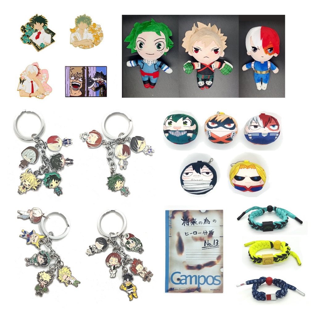 pin enamel boneka gantungan kunci buku tulis gelang kain boku no hero academia deku bakugou todoroki