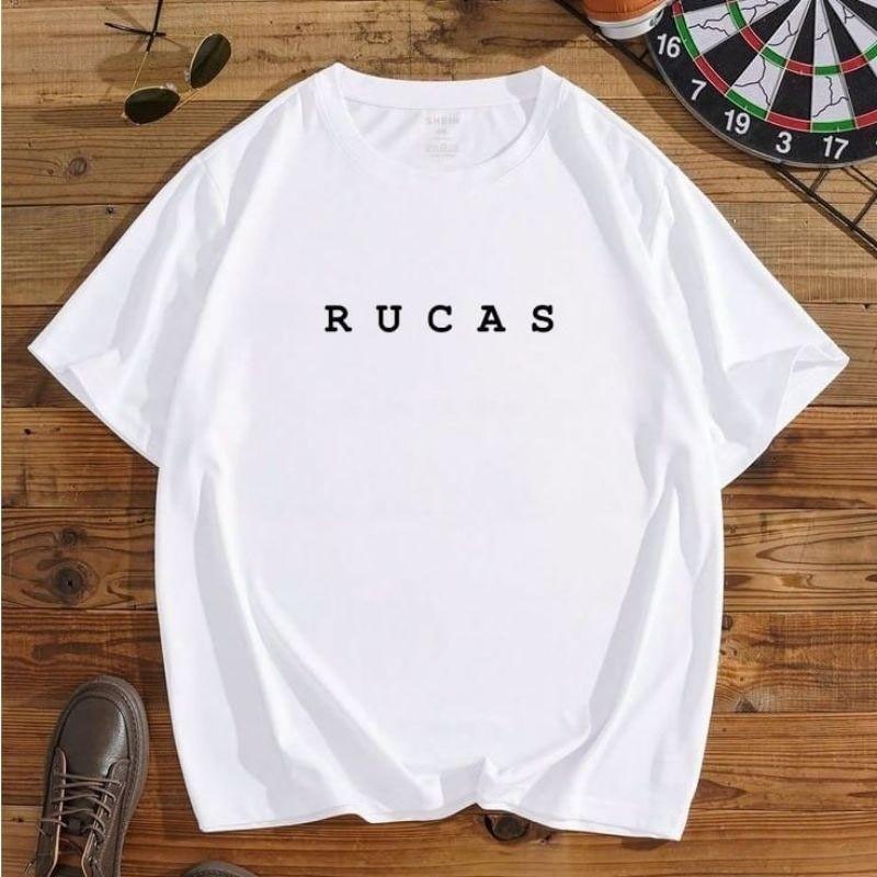 Kaos Oversize Pria Putih Motif RUCAS - Bahan Katun Adem Buat Harian Santai